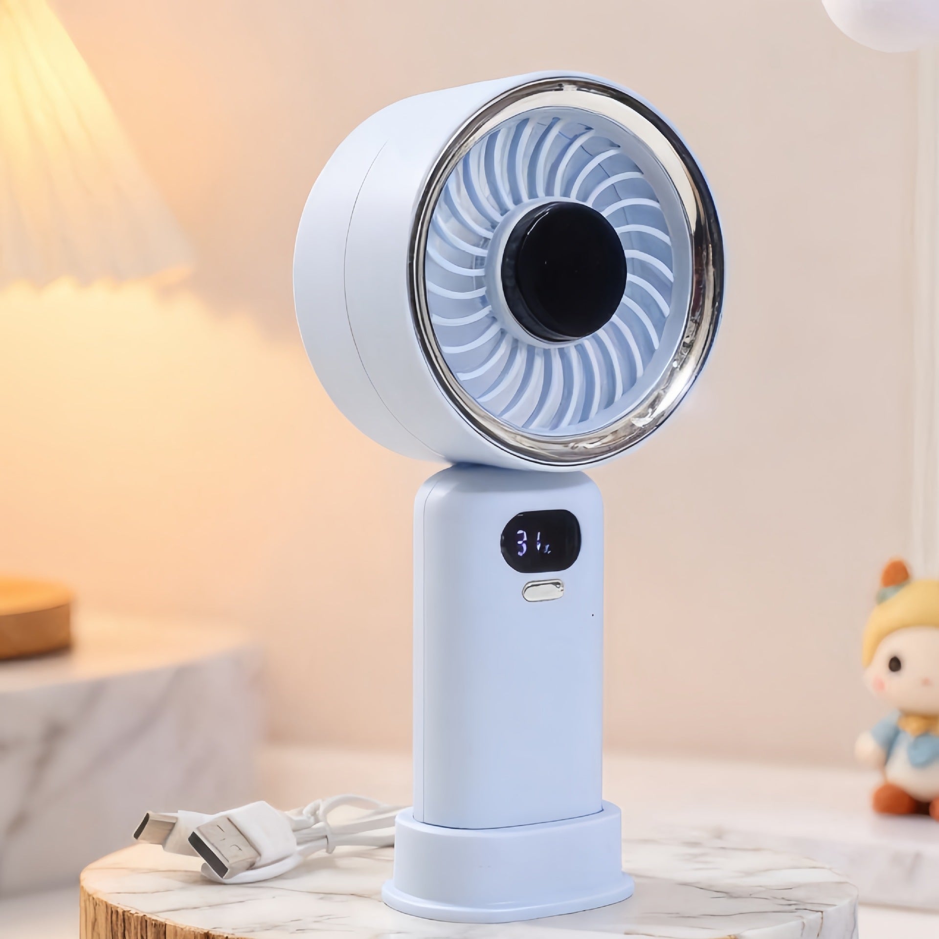 Portable Mini Fan with Digital Speed Display USB Rechargeable Handheld Table Fan
