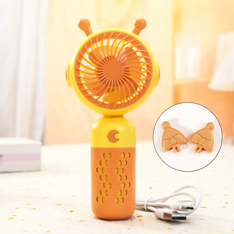 Portable USB Hand Fan Rechargeable Mini Quiet Cat Ear Travel Desk Fan