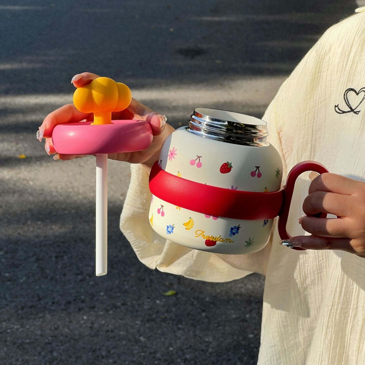Unisex Coffee Pot Playful Colorful Design Durable Material Spill-Proof Lid Handle