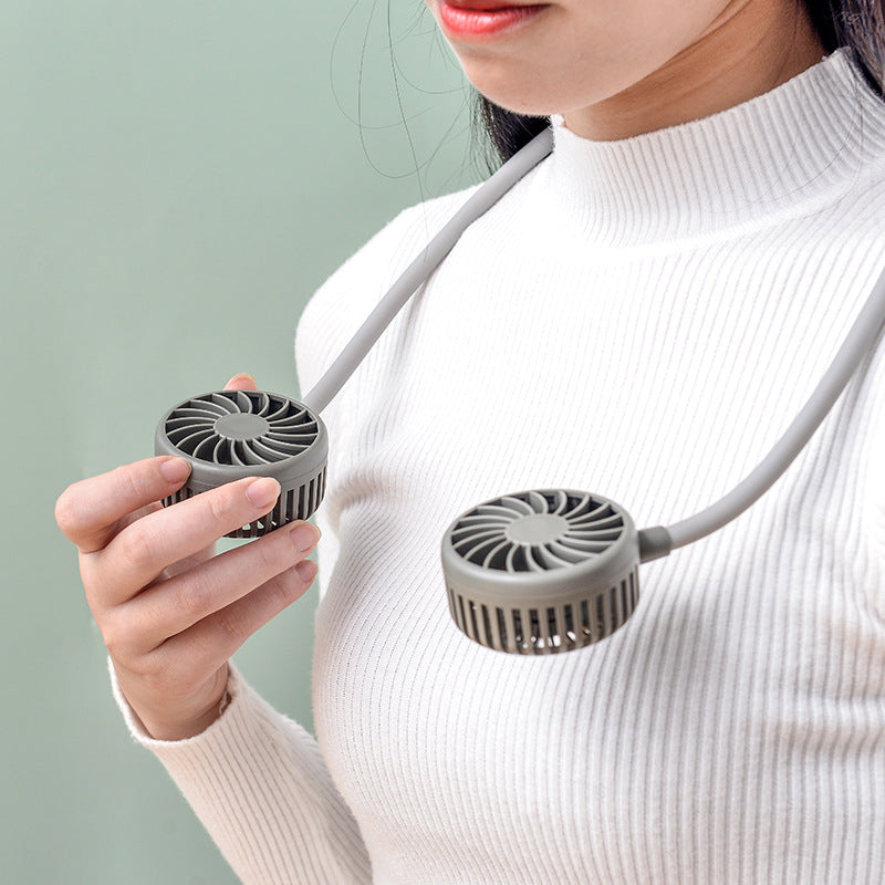 Portable Neck Fan With Dual Adjustable Heads USB Rechargeable Quiet Brushless Motor
