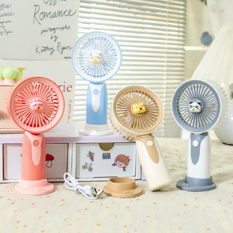 Portable USB Hand Fan for Women with Creative Animal Design Rechargeable Compact Handheld Fan