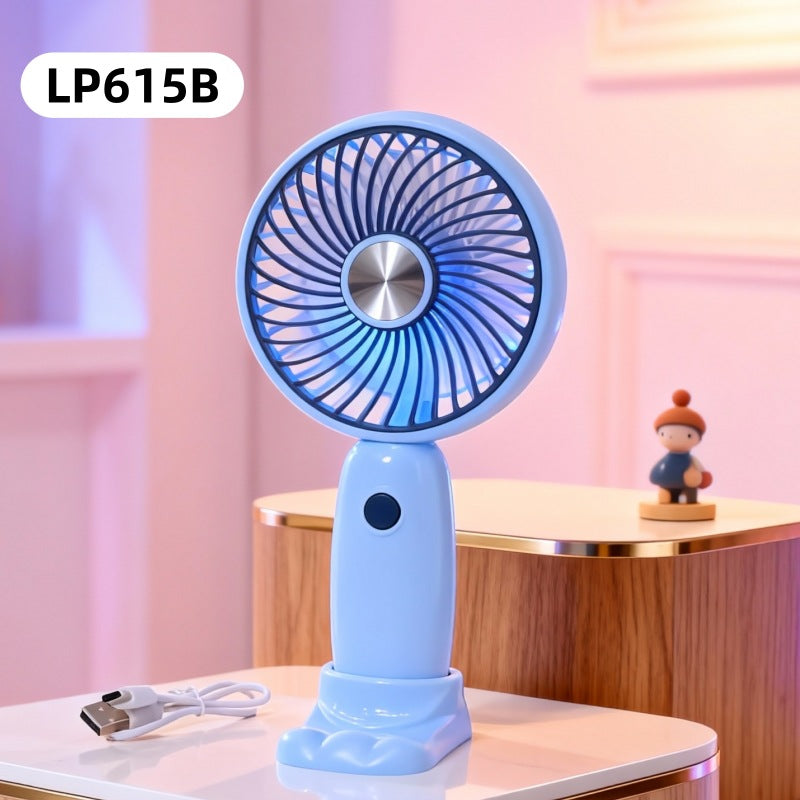 Portable Handheld Fan for Women with LED Light Ergonomic Design Compact Lightweight Battery Powered