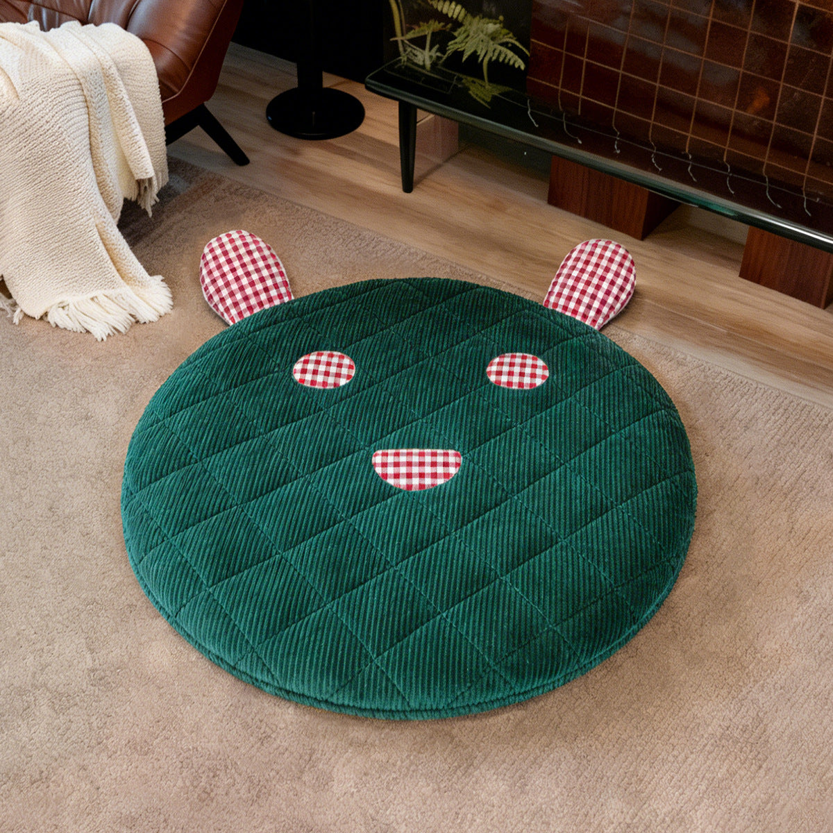 Harrow Women's Plush Play Mat with Non-Slip Backing Cute Face Design
