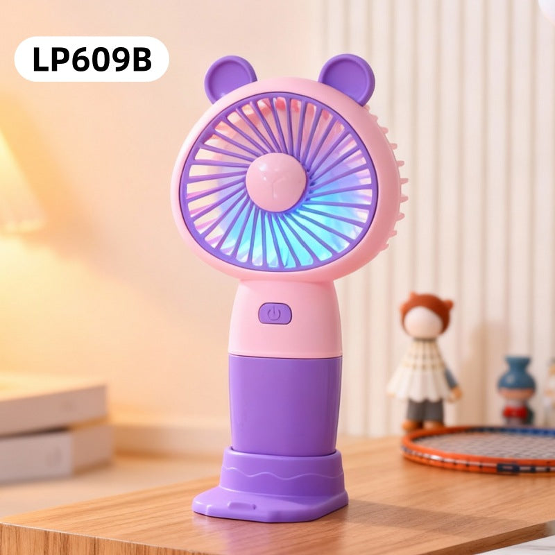 Rechargeable USB Handheld Fan Portable Quiet Bear Design with Stand