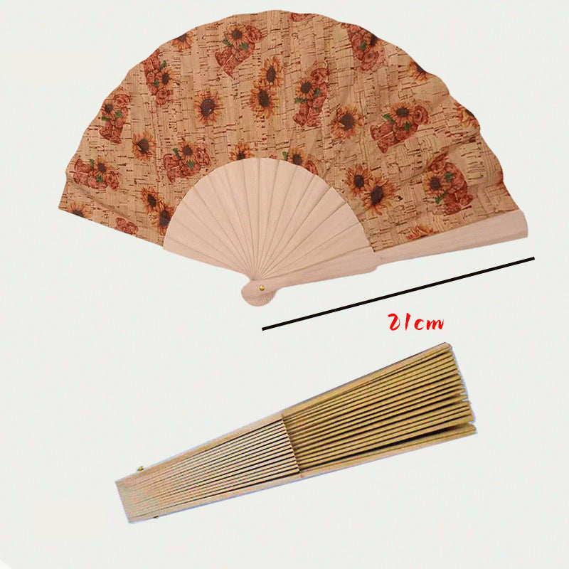 Handmade Cork and Wood Ladies Fan Lightweight Elegant Portable Accessory