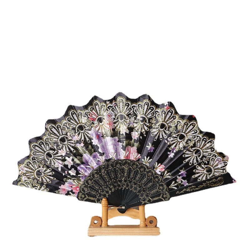 Ladies Hand Fan Elegant Floral Pattern Lightweight Portable Accessory