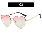 Women’s Heart-Shaped Sunglasses with Mirrored Lenses and Metal Frame UV Protection