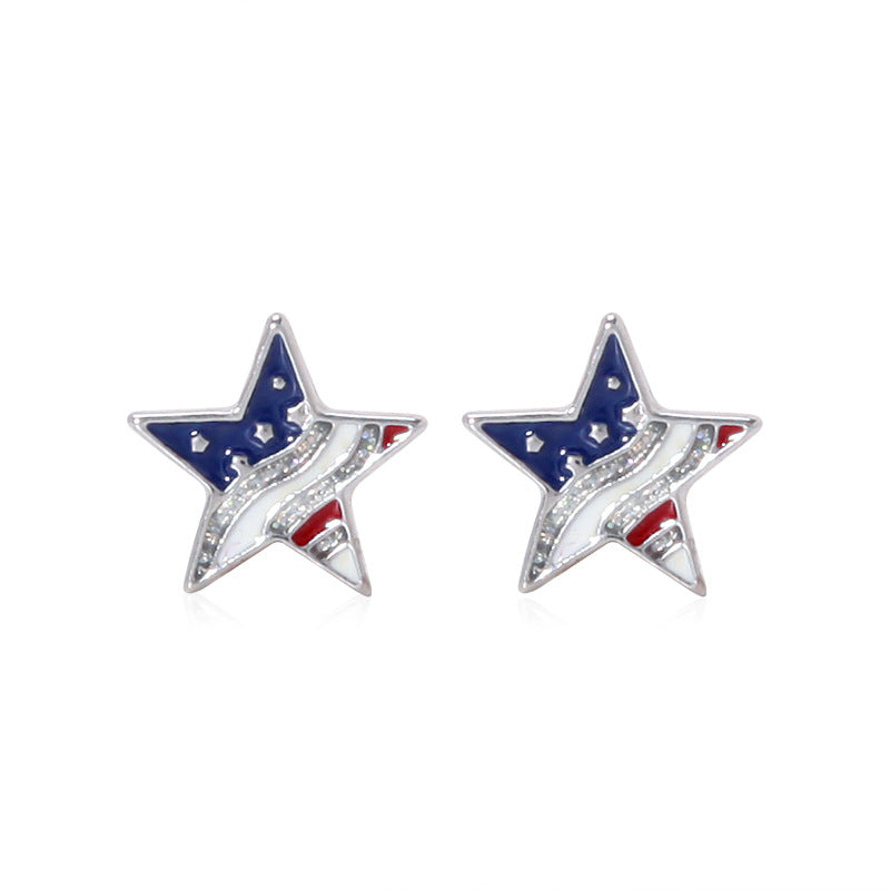 Women's Lightweight Star Earrings Enamel Flag Design Fishhook Closure Zinc Alloy