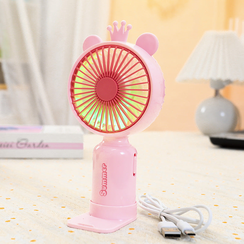 Portable Mini Hand Fan for Women USB Rechargeable Lightweight with Flexible Mounting and Cute Ear Design