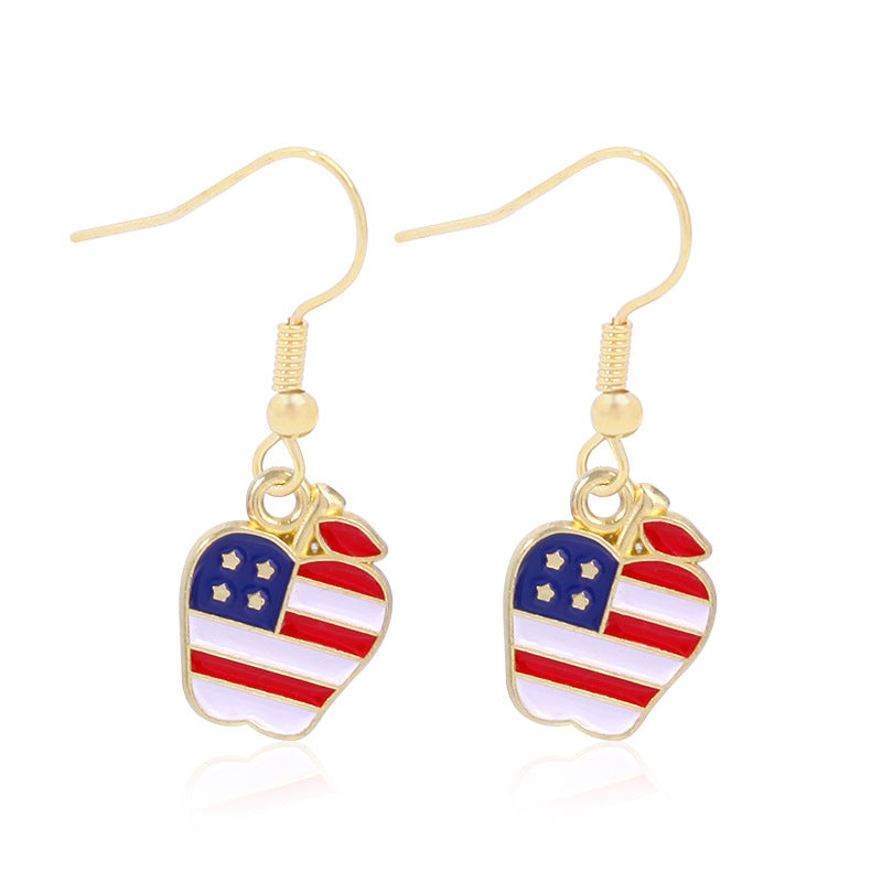 Women's Lightweight Star Earrings Enamel Flag Design Fishhook Closure Zinc Alloy
