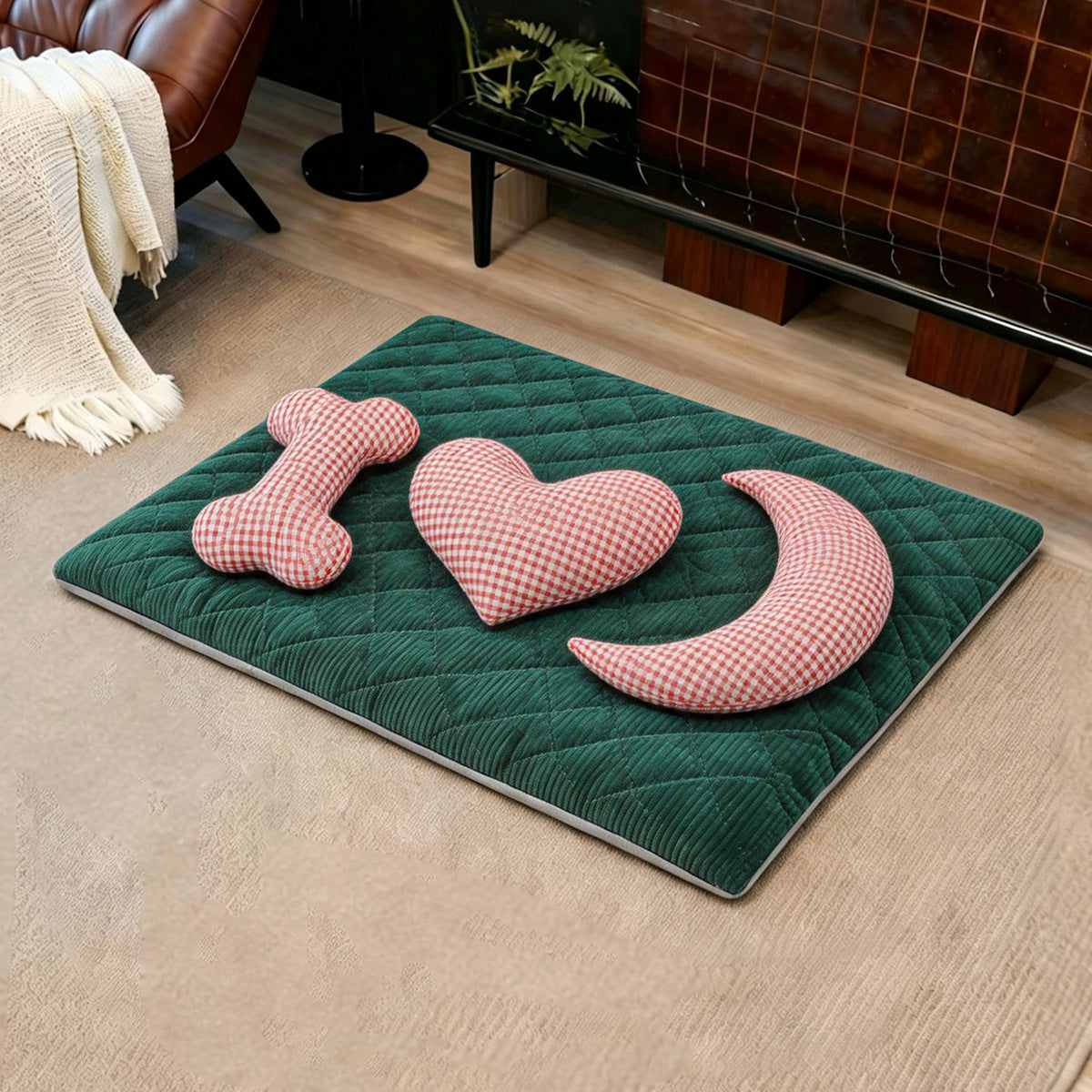 Harrow Unisex Pet Mat with Cushion Shapes Soft Padded Non-Slip Cozy Bed