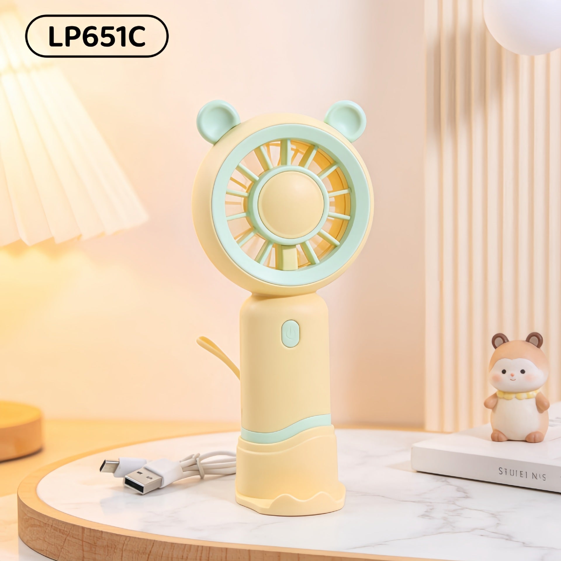 Portable USB Hand Fan for Women Compact Quiet Rechargeable with Cute Design