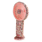 Rechargeable Portable Handheld Fan with Rhinestone Accents and Cat Emblem