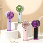 Portable Handheld Fan with Powerful Battery USB Rechargeable White and Rose Gold Lightweight