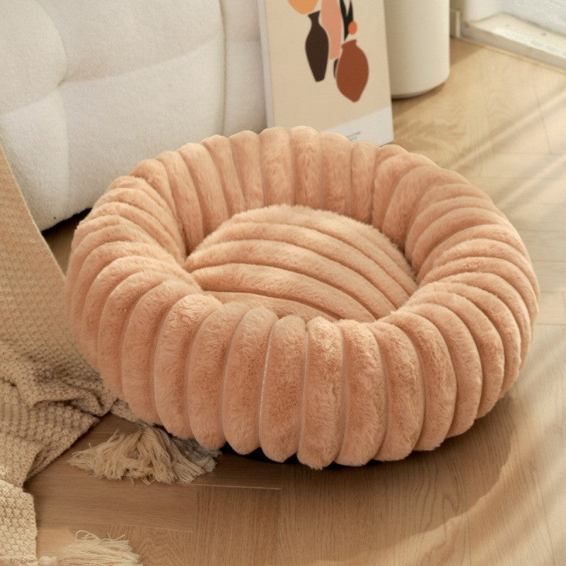 Cozy Pet Bed Soft Fluffy Fabric Raised Edge Non-Slip Bottom for Dogs and Cats