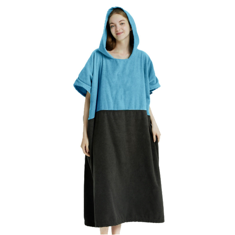 Women's Hooded Poncho Soft Microfiber Fabric with Hood and Pockets Cozy Relaxed Fit