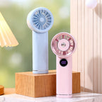 Portable USB Hand Fan with LCD Display Rechargeable Adjustable Speed Portable Cooling Fan
