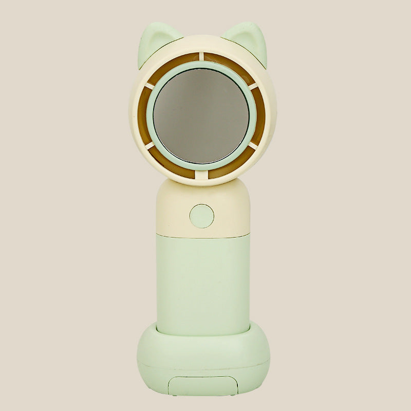 Portable Hand Fan with Integrated Mirror USB Rechargeable Lightweight Compact