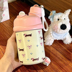 Insulated BPA-Free Plastic Water Bottle for Women with Bear Design and Leak-Proof Lid