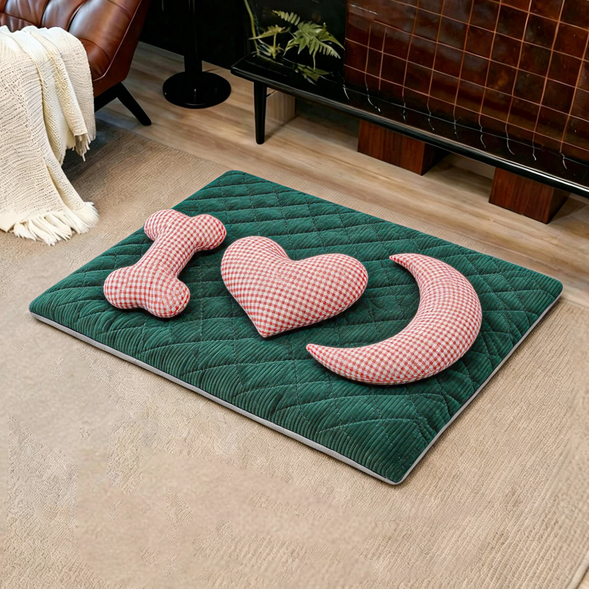 Harrow Pet Mat with Hypoallergenic Foam Cushion Non-Slip Removable Cover Stylish Design