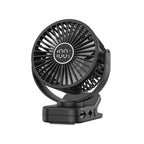Adjustable Clip-On Cooling Fan Portable Rechargeable Battery-Powered Personal Desk Fan with LED Display