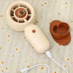 Portable Rechargeable Hand Fan Quiet Motor Cute Bear Design Table Stand