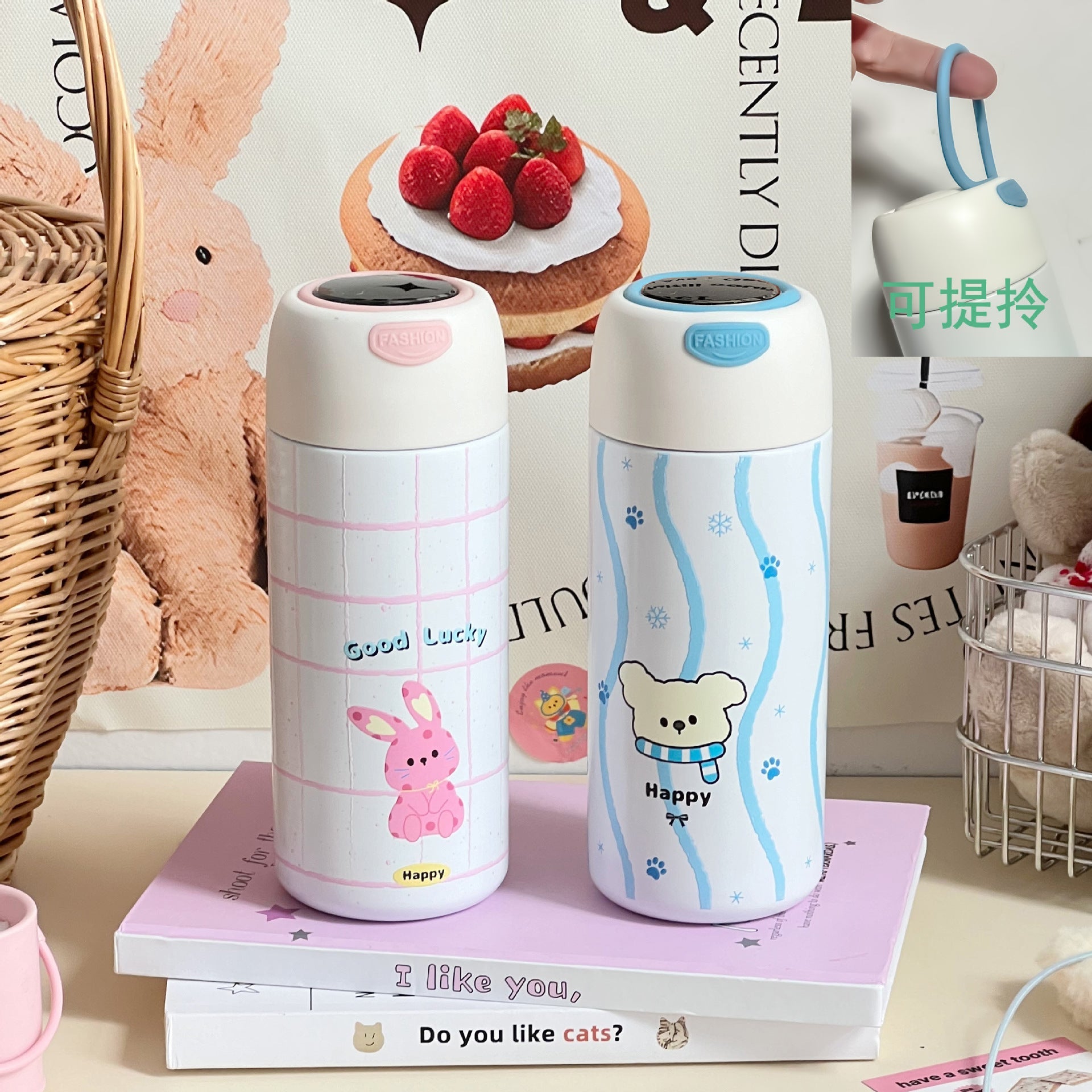 Women Insulated Water Bottle Leak-Proof Playful Animal Design Hot Cold Thermos