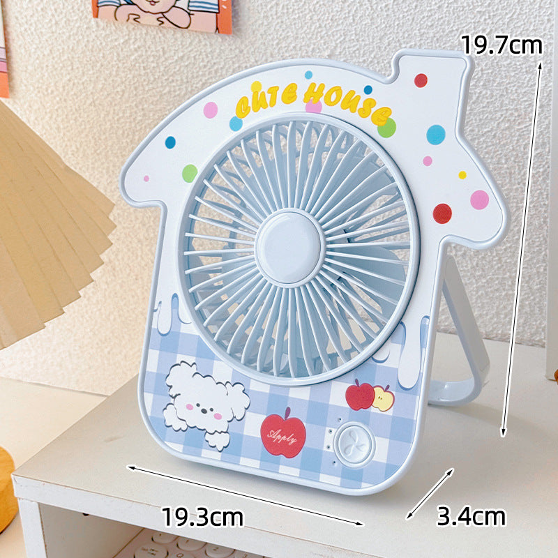 Portable Table Fan Compact Quiet Operation Adjustable Speeds Long Battery Life Cute Design for Women