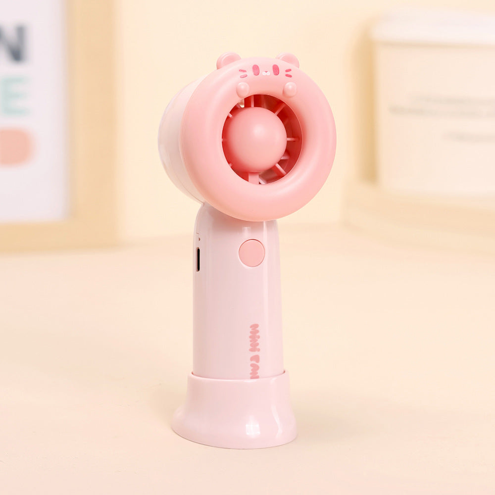 Portable Handheld Cooling Fan USB Rechargeable Cartoon Design Adjustable Speed