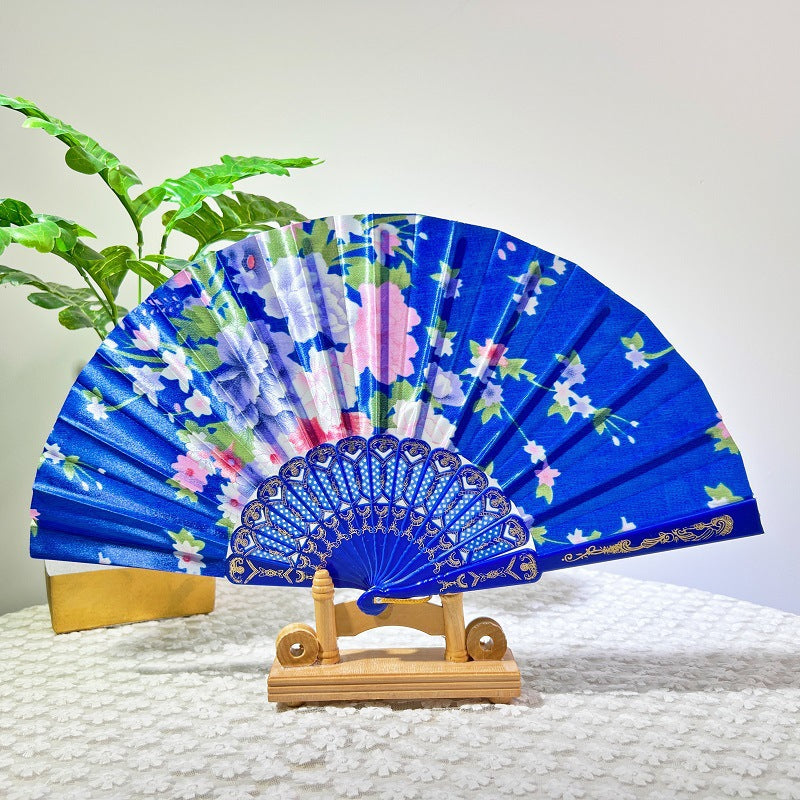 Ladies Folding Fan Floral Design Lightweight Portable Handheld Fan