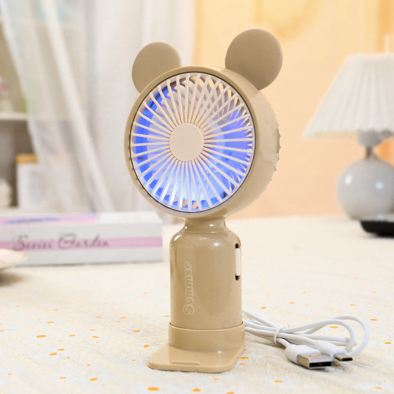 Portable Mini Hand Fan for Women USB Rechargeable Lightweight with Flexible Mounting and Cute Ear Design