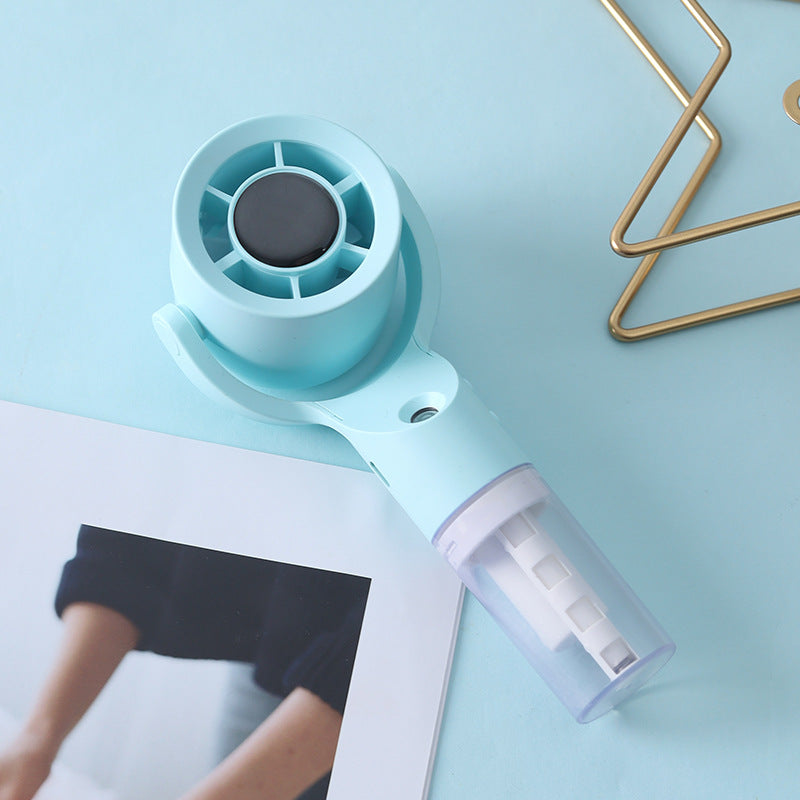 Portable Hand Fan with Integrated Spray Container and 3 Speed Settings