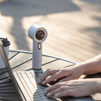 Portable High-Speed Fan with Built-in Battery and LCD Display for Travel and Home Use