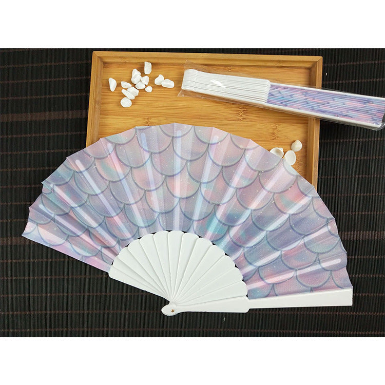 Ladies Decorative Fan Shimmering Shell Pattern Lightweight Portable Handheld Fan