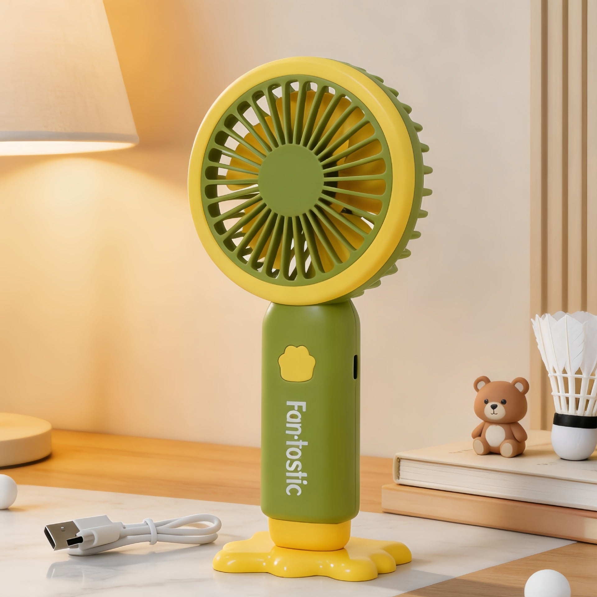 Portable Handheld Fan with Animal Design USB Rechargeable Lightweight Personal Cooling Fan