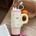 Women’s Multifunctional Drink Jug BPA-Free Floral Pattern Hot and Cold Beverage Pitcher with Handle