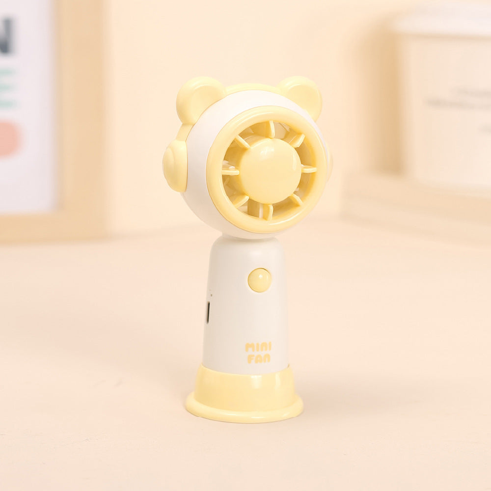 Mini Rechargeable Handheld Fan Bear-Themed Portable Quiet Personal Fan