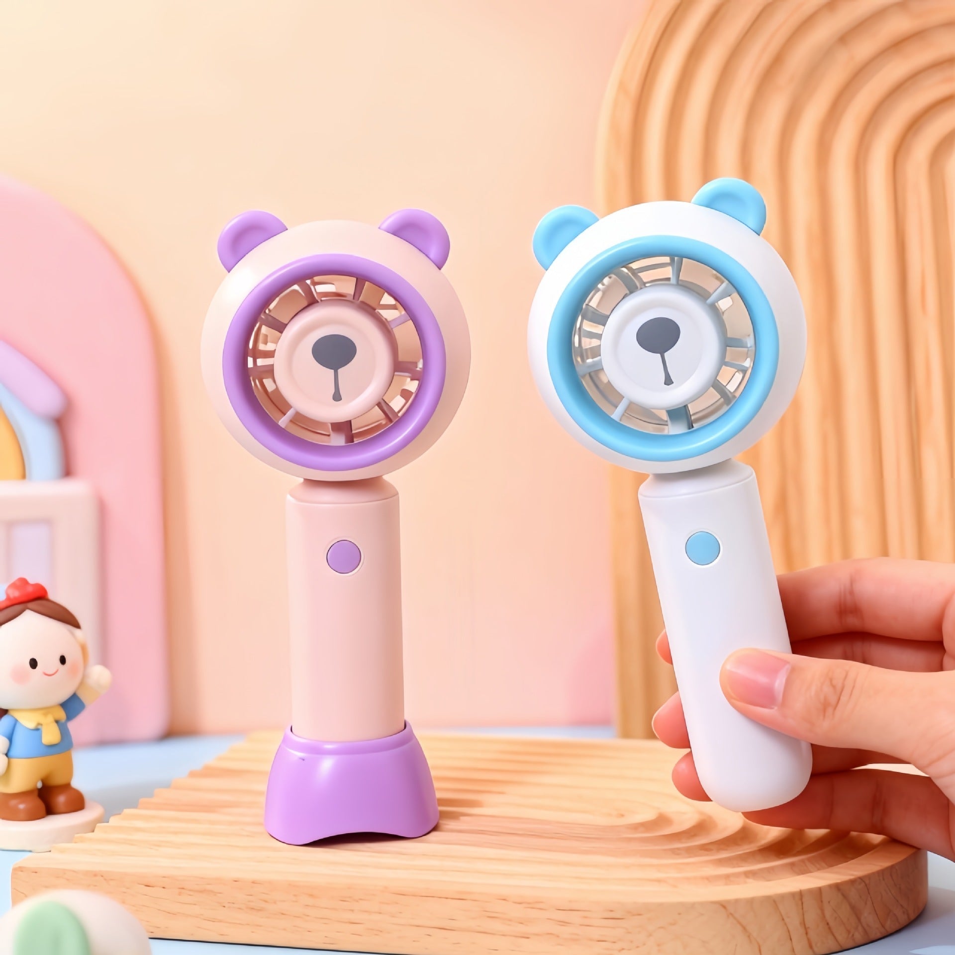 Portable USB Handheld Fan with Animal Design Lightweight Rechargeable Personal Cooling Fan