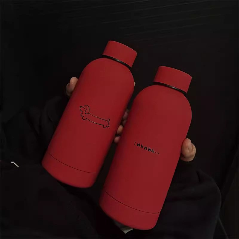 Insulated Stainless Steel Water Bottle Double-Walled Hot Cold Durable Reusable with Dog Design