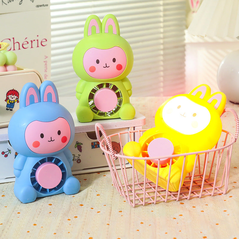 Portable USB Mini Fan Cute Rabbit Design Adjustable Speed Quiet Operation
