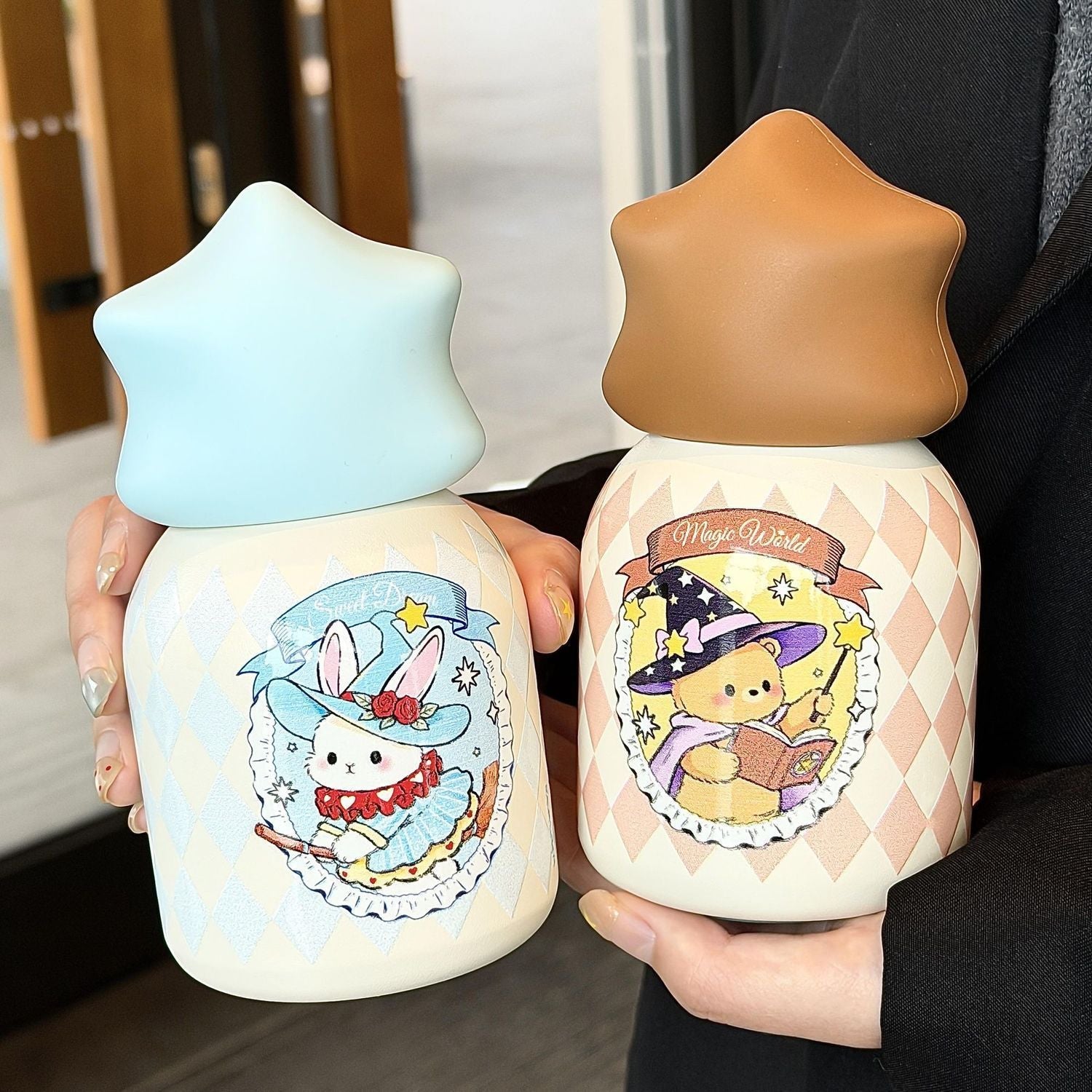 Women’s BPA-Free Water Bottle with Leak-Proof Lid and Cute Rabbit Design