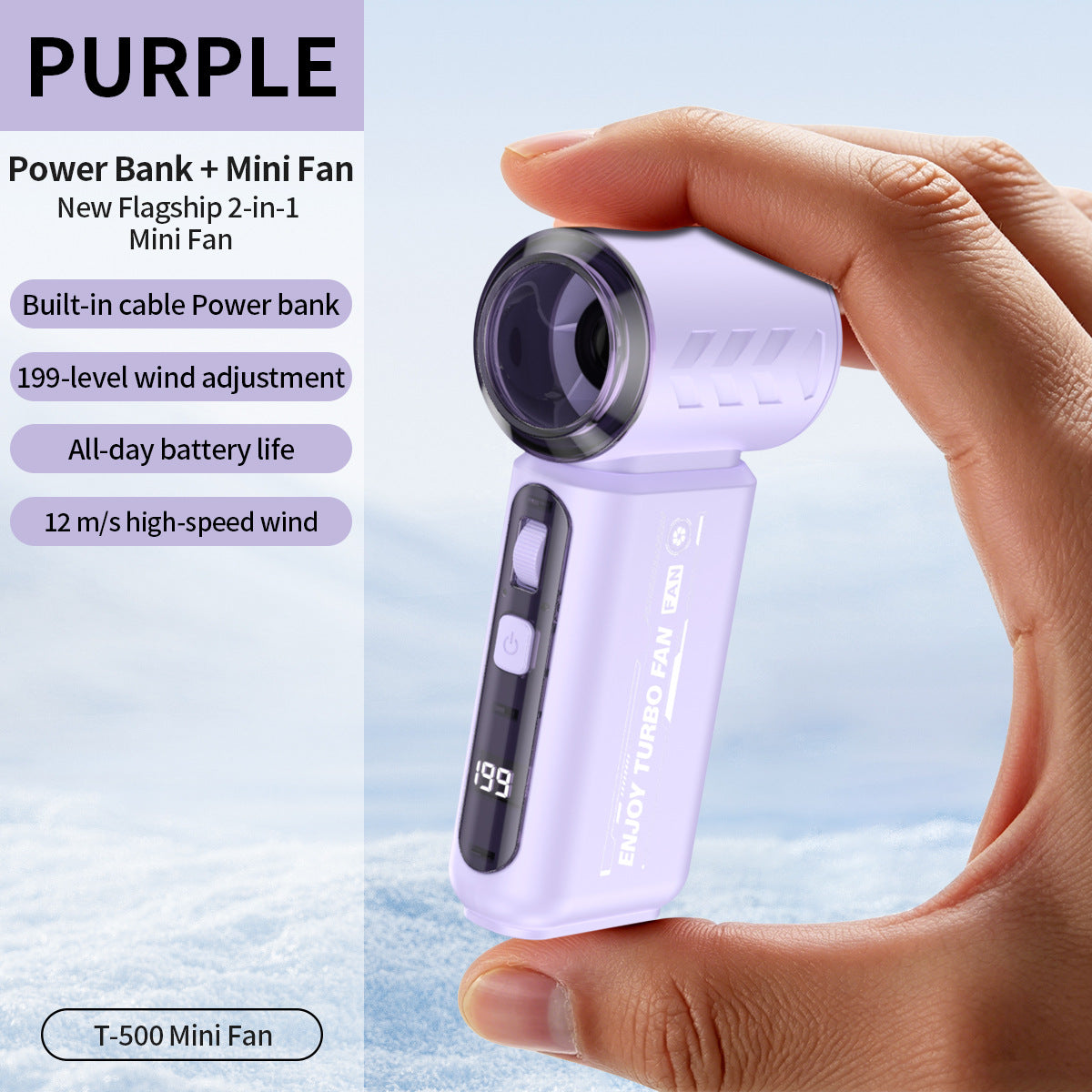 Portable Mini Fan with Power Bank Function Compact Rechargeable Personal Cooler