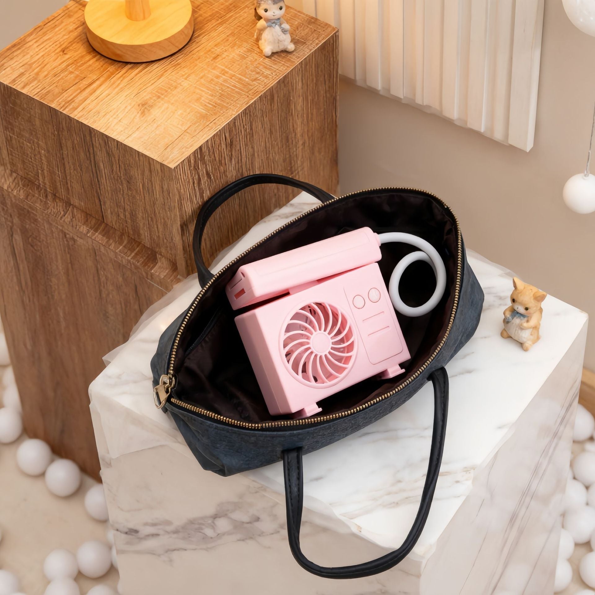 Multifunctional Table Lamp with Built-In Fan USB Powered Adjustable Brightness Compact Design