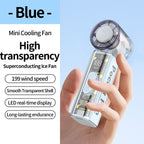 Portable Mini Fan with Transparent Housing LED Display Lightweight Compact