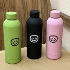 Women's Stainless Steel Insulated Water Bottle Leak-Proof Smiley Design Portable