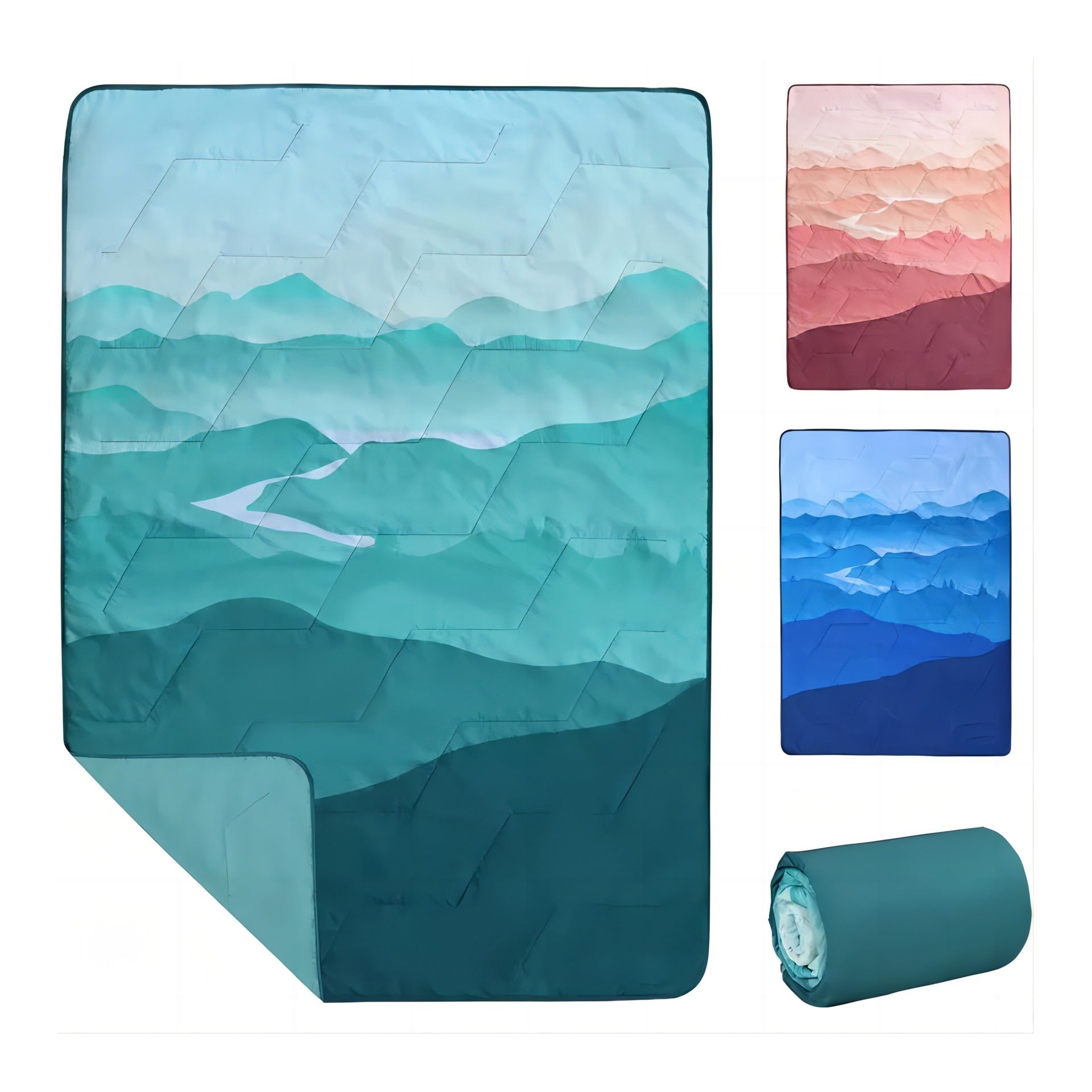 Picnic Blanket Water-Resistant Foldable Outdoor Blanket with Gradient Design