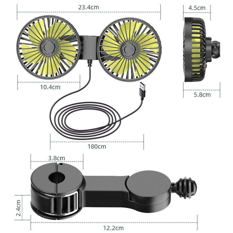 Dual-Head Portable USB Desktop Fan Adjustable Speed Quiet Operation Compact Personal Cooler