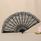 Ladies Lace Hand Fan Elegant Floral Pattern Lightweight Portable