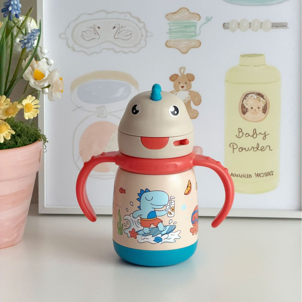 Children’s Spill-Proof Cup with Handles and Playful UFO Design BPA-Free Plastic