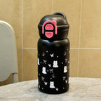 Insulated Stainless Steel Water Bottle with Leak-Proof Push Closure and Animal Design for Women